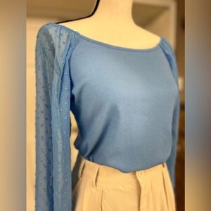 Light blue w/ see through sleeve